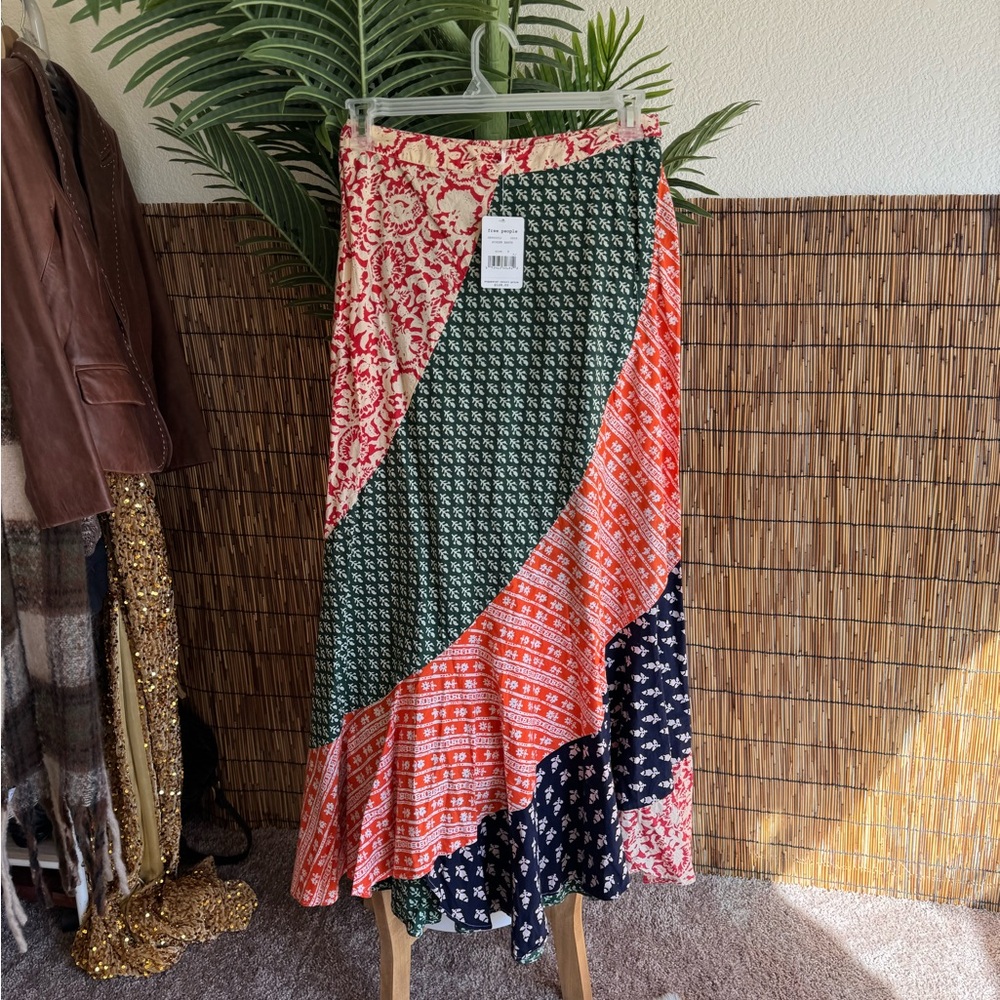 Free People Asymmetrical Medley Maxi Patckwork Skirt
